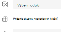 Pridanie skupiny hodnotiacich kritérií