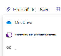 Snímka obrazovky s možnosťami priloženia.