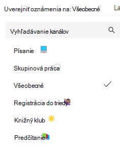 Snímka obrazovky s oznámeniami kanála.