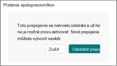 Odstránenie prepojenia na spoluprácu Formuláre