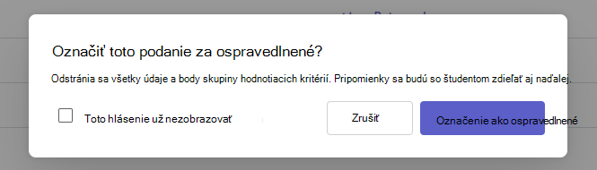 Dialógové okno Ospravedlnenie
