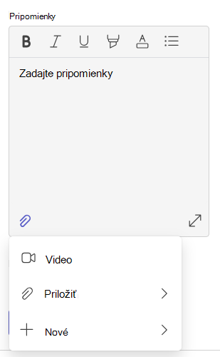 Snímka obrazovky s pripomienkami.