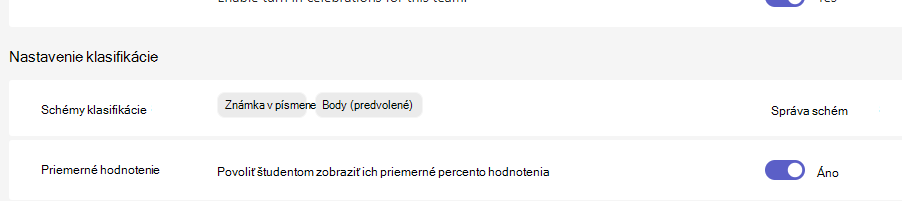 nastavenie klasifikácie