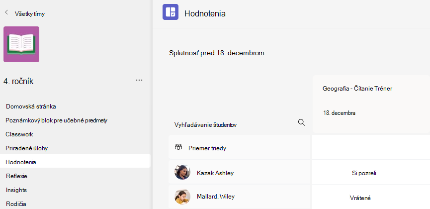 Snímka obrazovky so známkami.
