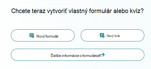 Snímka obrazovky s možnosťami nového formulára.