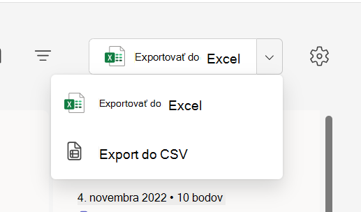 Snímka obrazovky exportu.