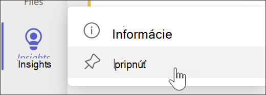 Snímka obrazovky znázorňujúca položku Pripnúť prehľady na panel aplikácií.