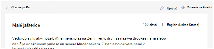 Snímka obrazovky zobrazujúca pasáž na mieste s kurzorom ukazujúcim na tlačidlo Upraviť