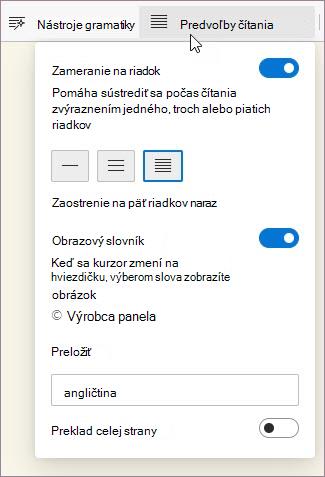 Predvoľby čítania v Imerzná čítačka