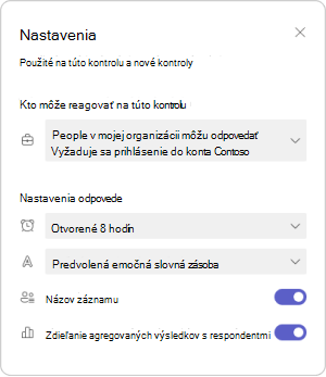 Spravovanie nastavení kontroly