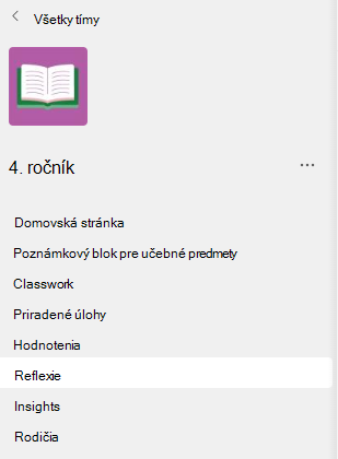Snímka obrazovky s ponukou Refelct.