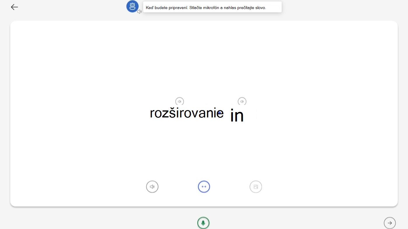 Snímka obrazovky s možnosťami cvičenia.