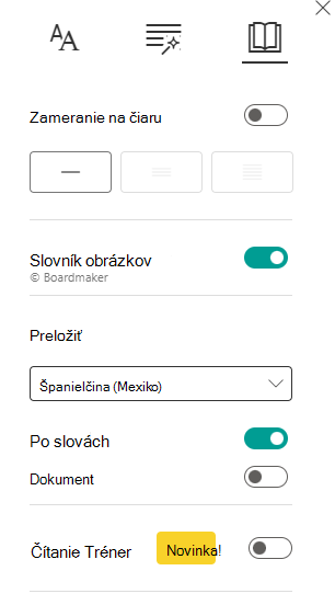 Snímka obrazovky predvolieb čítania.
