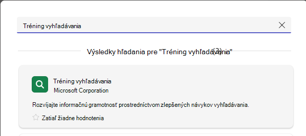 Snímka obrazovky s koučom vyhľadávania.