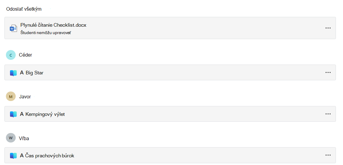 Zdroj programu Pokrok v čítaní priradený ku konkrétnej vzdelávacej skupine.