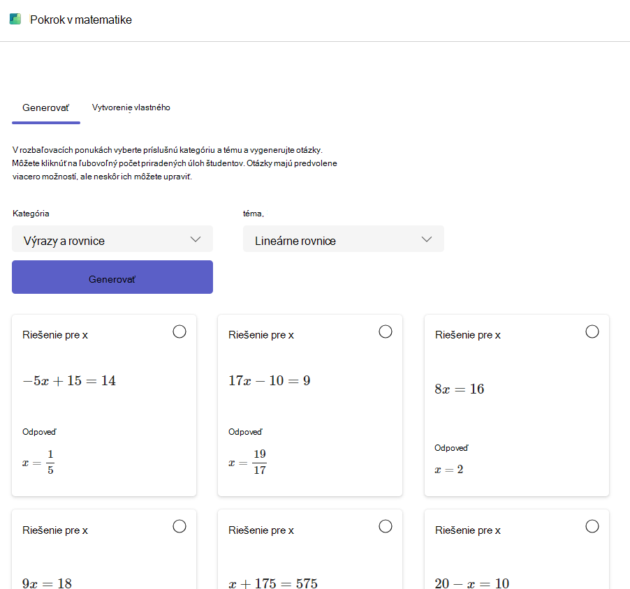 Snímka obrazovky s priebehom matematiky.