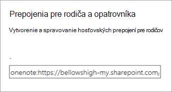 Prepojenie Nadradený a zákonný zástupca prepája hypertextové prepojenie v správe poznámkových blokov.