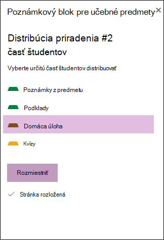 Príklad distribuovanej priradenej úlohy vo OneNote pre web