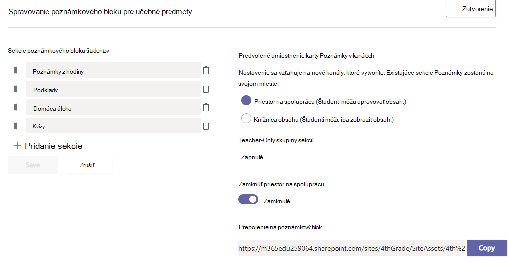 Spravovanie poznámkového bloku