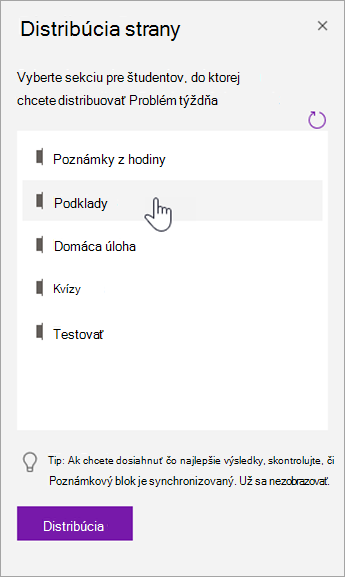 Na table Distribúcia strany vyberte sekciu pre študentov.
