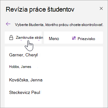 Vyberte položku Zamknutie strany.