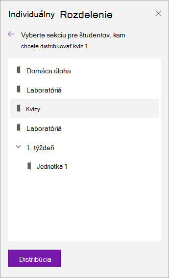 Vyberte sekciu poznámkového bloku.