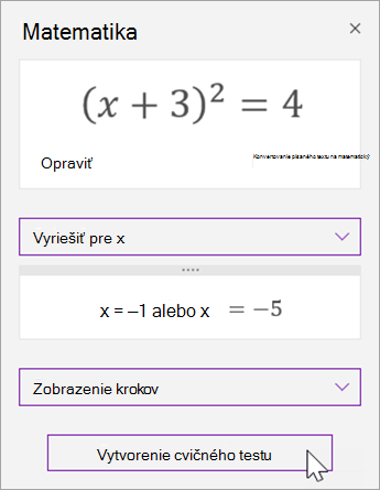 Vyberte položku Vytvoriť cvičný kvíz.