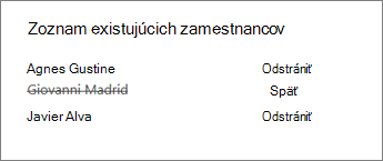 Odstránenie zamestnanca z poznámkového bloku zamestnancov