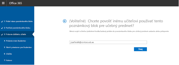 Snímka obrazovky s voliteľným krokom zadania ďalších povolení učiteľa.