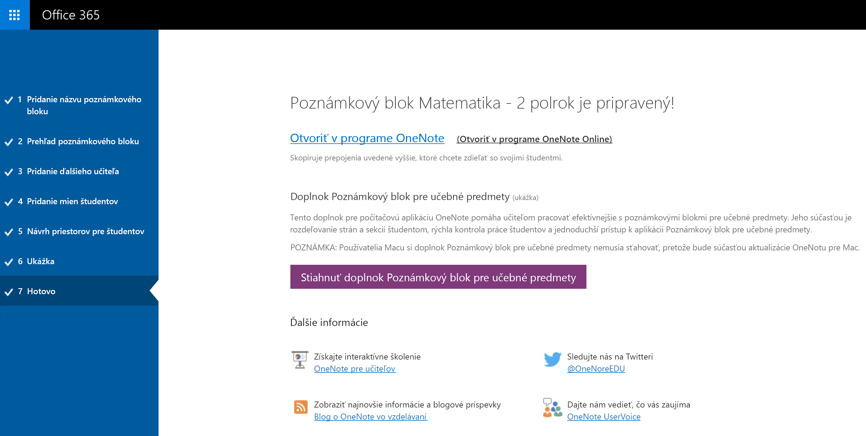 prepojenie na poznámkový blok