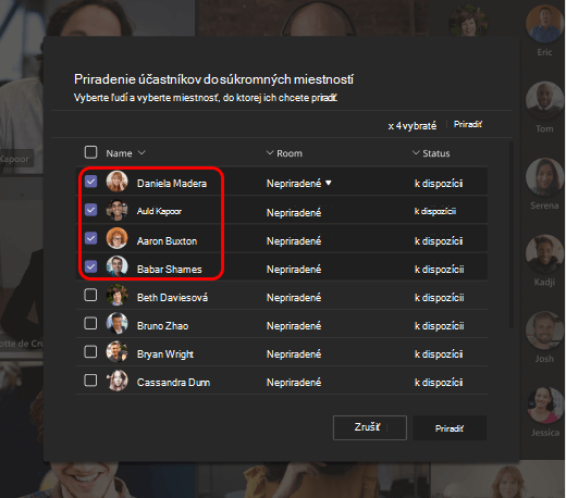 Obrázok znázorňujúci priradenie ľudí do súkromných miestností.
