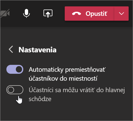 Nastavenia súkromných miestností v aplikácii Teams