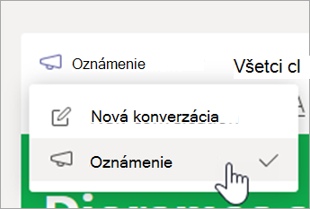 Vyberte položku Oznam.