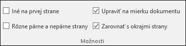 Možnosti Hlavička a päta na karte Návrh na páse s nástrojmi