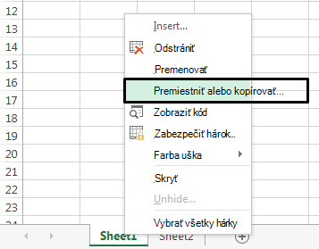Ponuka pre kartu otváraná kliknutím pravým tlačidlom myši