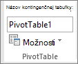 Možnosti kontingenčnej tabuľky na páse s nástrojmi