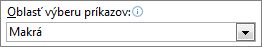 Snímka obrazovky zobrazujúca príkazy pre panel s nástrojmi Rýchly prístup.