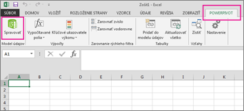 Karta PowerPivot a tlačidlo Spravovať