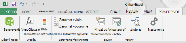 Karta Power Pivot na páse s nástrojmi