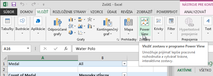 Vloženie zostavy Power View