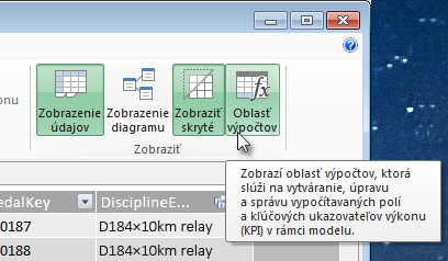 Oblasť výpočtov v doplnku PowerPivot