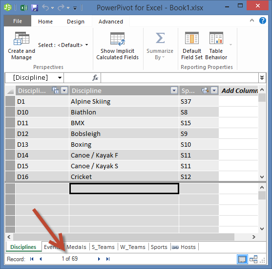 PowerPivot zobrazuje počet záznamov