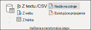 Skupina Získať externé údaje na karte Údaje