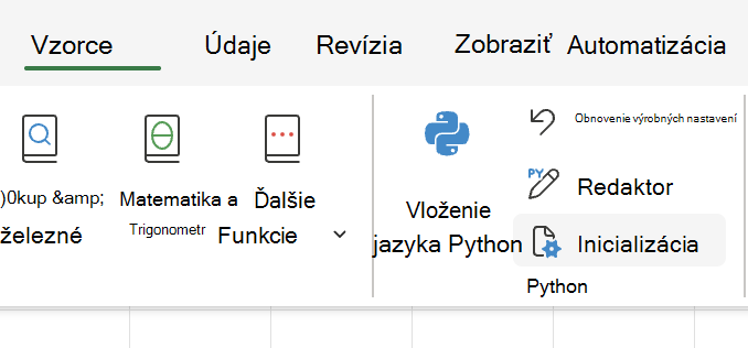 Prejdite na položku Vzorce a výberom položky Inicializácia v časti jazyka Python otvorte pracovnú tablu nastavení inicializácie.