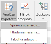 Prešli ste k Správcovi scenárov z prognózy údajov > ? What-If Analýza