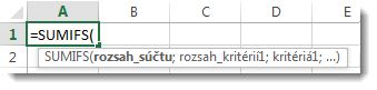 Používanie funkcie Automatické dokončovanie vzorcov na zadávanie funkcie SUMIFS