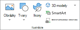 Snímka obrazovky zobrazujúca skupinu Ilustrácie na karte Vložiť.
