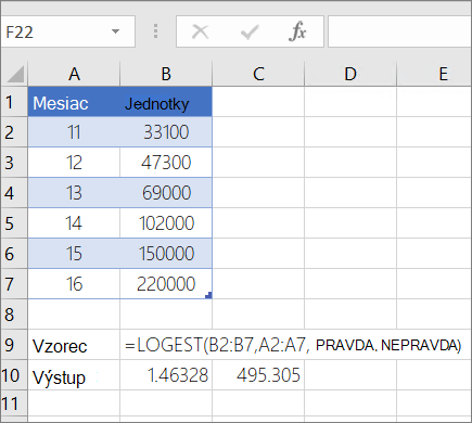 Príklad 1 – Funkcia LOGEST