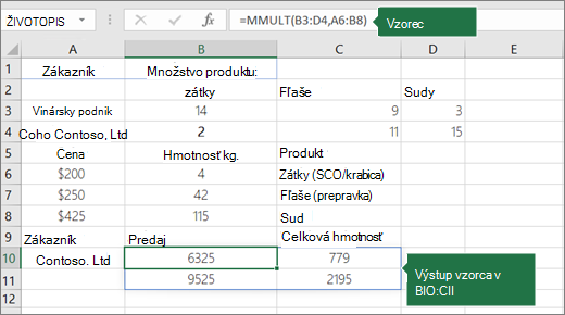 Funkcia MMULT – príklad 2