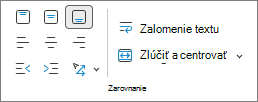 Snímka obrazovky zobrazujúca zarovnanie textu.